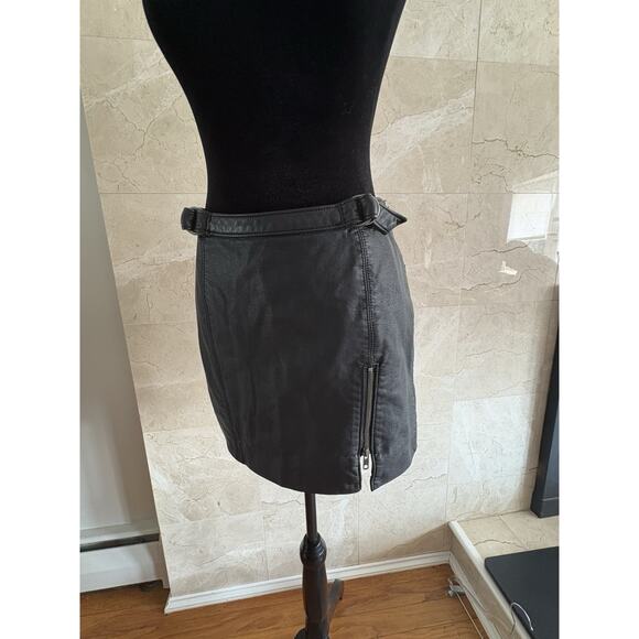 Free People Vegan Leather Midnight Magic Mini Skirt - 2 - Black Moto Grunge Glam - Picture 14 of 16